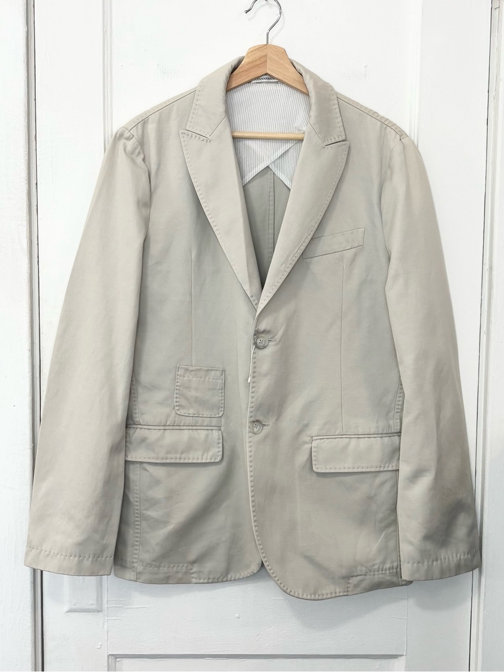 Exte Men Casual Cotton/Ramie Beige Single Breasted Blazer, IT 52 (US 42 R) Italy